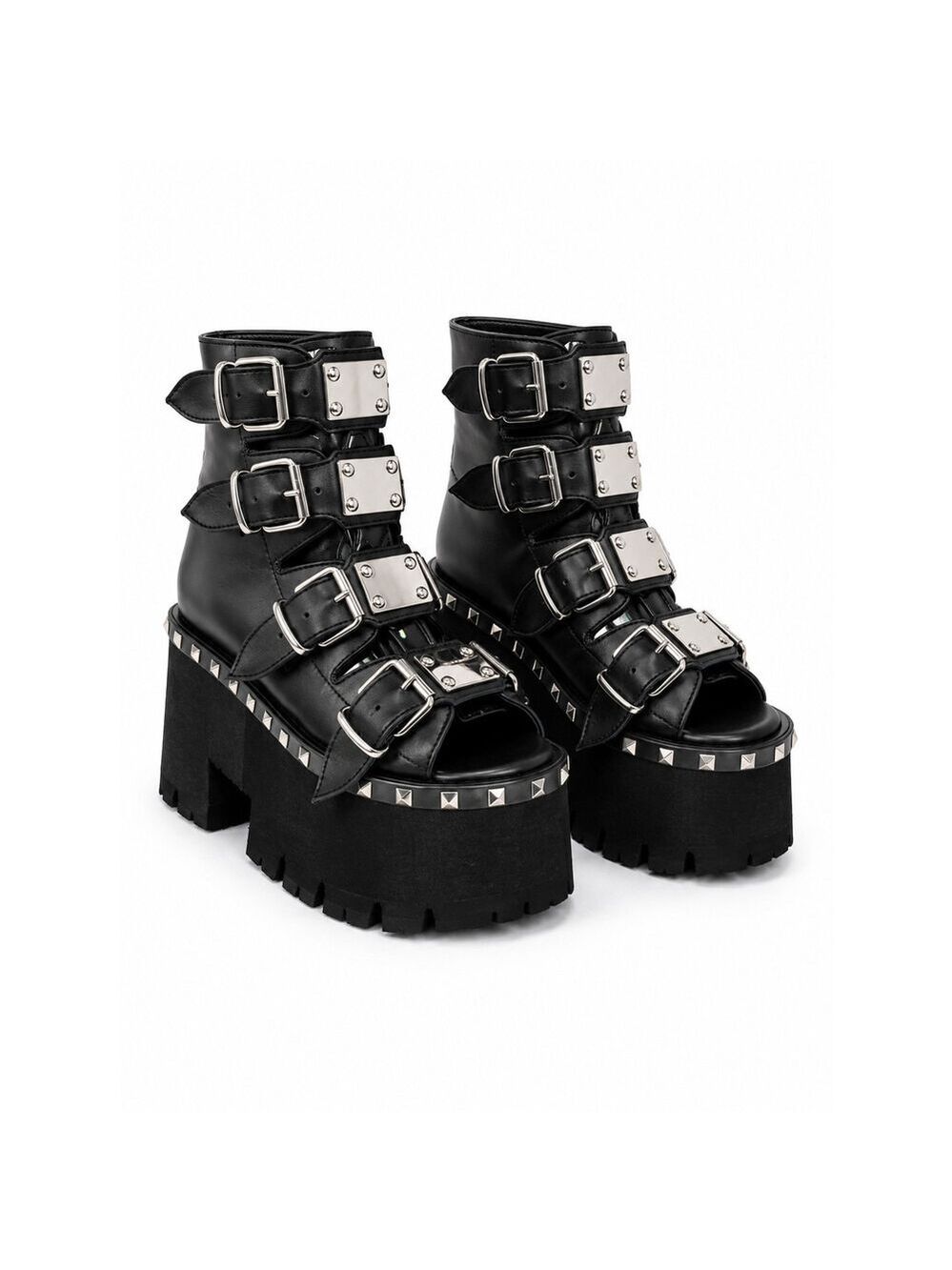 NIB DEMONIA Ashes 70 Black 3.5" Platform Heel Goth Punk Sandal Boots NY